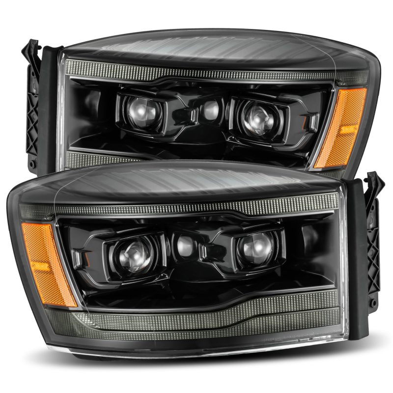 AlphaRex 06-08 Dodge Ram 1500HD PRO-Series Proj Headlights Plank Style Alpha Black w/Seq Signal/DRL 880530 880530 Photo - Primary