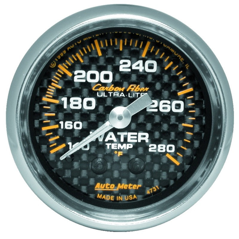 Autometer Gauge, Water Temp, 2 1/16", 140-280 Deg F, Mechanical, Carbon Fiber 4731 Photo - Primary