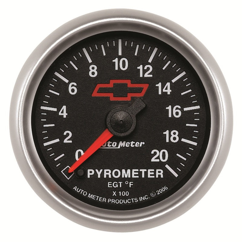 AutoMeter Gauge Pyrometer (Egt) 2-1/16in. 2000 Deg. F Stepper Motor Chevy Red Bowtie Black 3645-00406 3645-00406 Photo - Primary