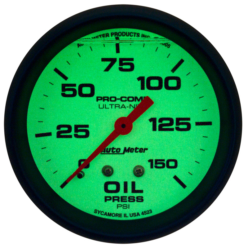 AutoMeter Ultra-Nite 2-5/8in 0-150 PSI Liquid Filled Mechanical Glow In Dark Oil Pressure Gauge 4223 4223 User 2