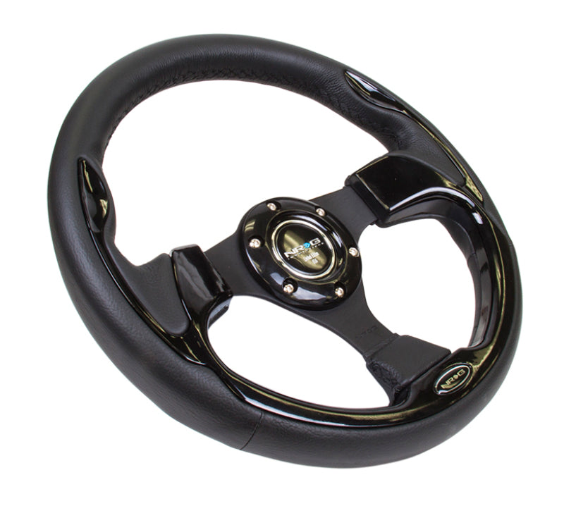 NRG Reinforced Steering Wheel- 320mm Sport Steering Wheel w/ Black Trim RST-001BK Photo - Primary