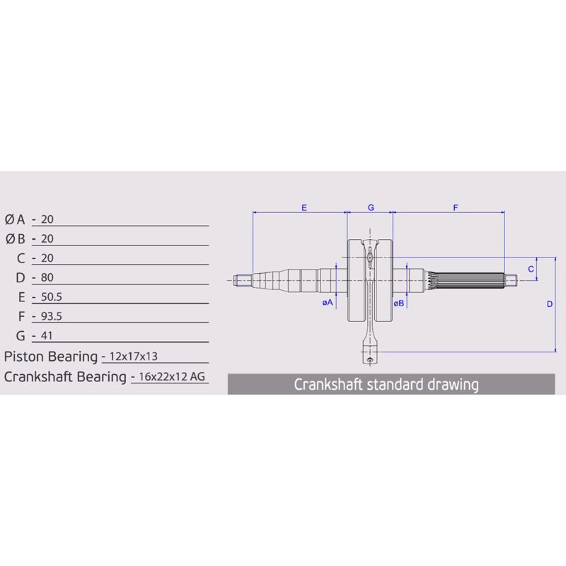 Athena 04-08 Aprilia 50 12mm Pin Bore Crankshaft 068914 068914 Photo - Primary