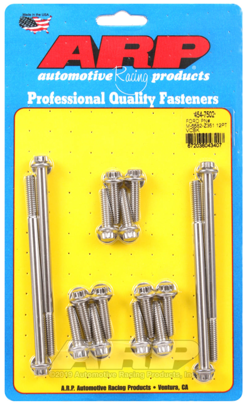ARP SB Ford PN# M-6582-Z351 12pt valve cover bolt kit 454-7502 Photo - Primary
