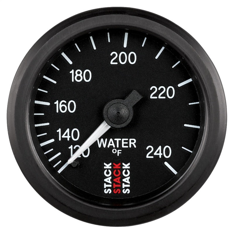Autometer Stack 52mm 120-240 Deg F 1/2in Npt (M) Mechanical Water Temp Gauge - Black ST3108 ST3108 Photo - Primary