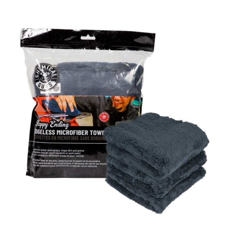Chemical Guys Happy Ending Ultra Edgeless Microfiber Towel - 16in x 16in - Black - 3 Pack (P16) MIC34703 MIC34703 User 1