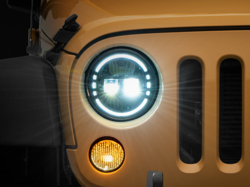 Raxiom 97-18 Jeep Wrangler TJ/JK Axial 7-Inch LED Headlights w/ DRL- Black Housing (Clear Lens) J155570 J155570 Photo - Primary