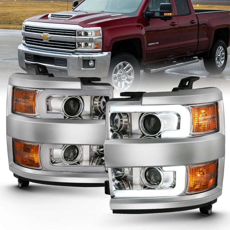 Anzo 2015-2016 Chevrolet Silverado Projector Headlights w/ Plank Style Desi 111360 Photo - lifestyle view