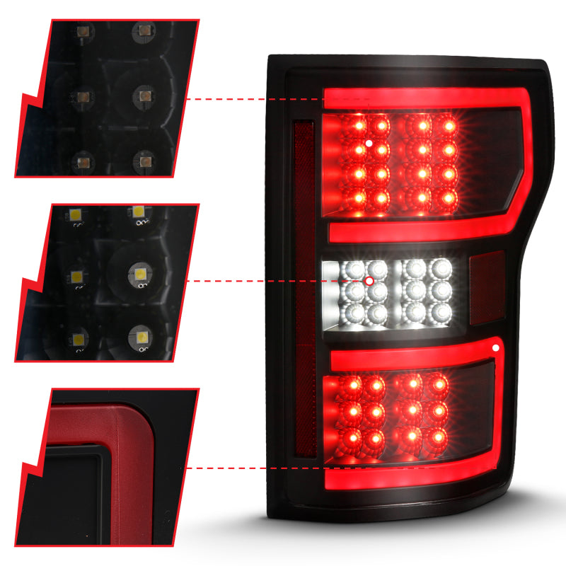ANZO 18-19 Ford F-150 LED Taillight Black Housing Clear Lens Red Light Bar W/Sequential 311314 311314 Photo - Unmounted