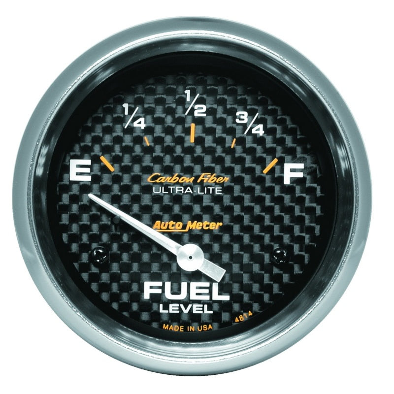 Autometer Gauge, Fuel Level, 2 5/8", 0E to 90F, Elec, Carbon Fiber 4814 Photo - Primary