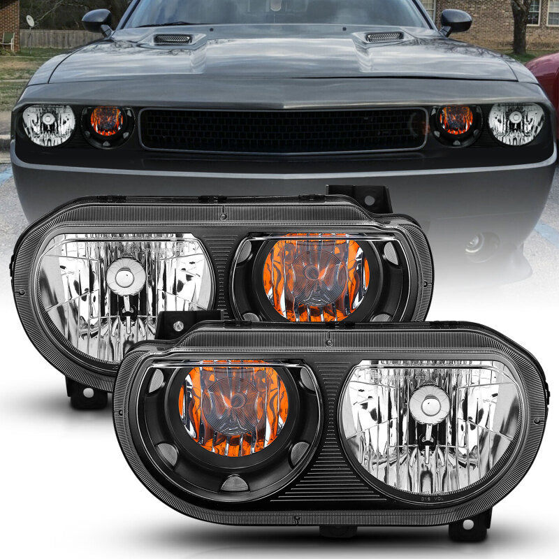 Anzo 2008-2014 Dodge Challenger Crystal Headlights Black 121526 Photo - lifestyle view