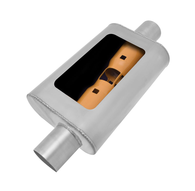 Gibson MWA Superflow Offset/Center Oval Muffler - 4x9x14in/2.5in Inlet/2.5in Outlet - Stainless BM0101 BM0101 Photo - Primary