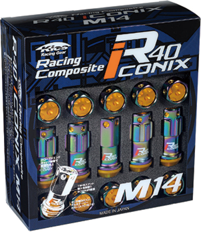 Project Kics 14x1.25 R40 Iconix Lock & Lug Nuts - Neo Chrome w/Gold Cap (16+4 Locks) WRIA15NA WRIA15NA User 1