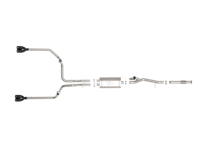aFe Gemini XV 3in 304 SS Cat-Back Exhaust w/ Cutout 19-21 GM Silverado/Sierra 1500 V8- w/ Black Tips 49-34139-B 49-34139-B Photo - Unmounted