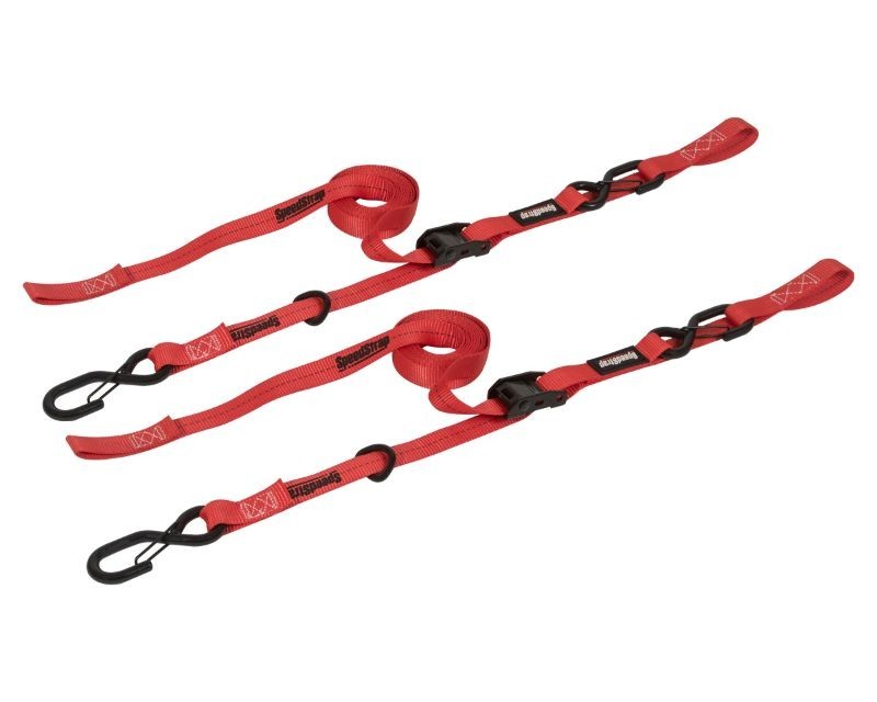 SpeedStrap 1In x 10Ft Cam-Lock Tie Down with Snap S-Hooks Soft-Tie (2 Pack) - Red 13803-2 13803-2 User 1