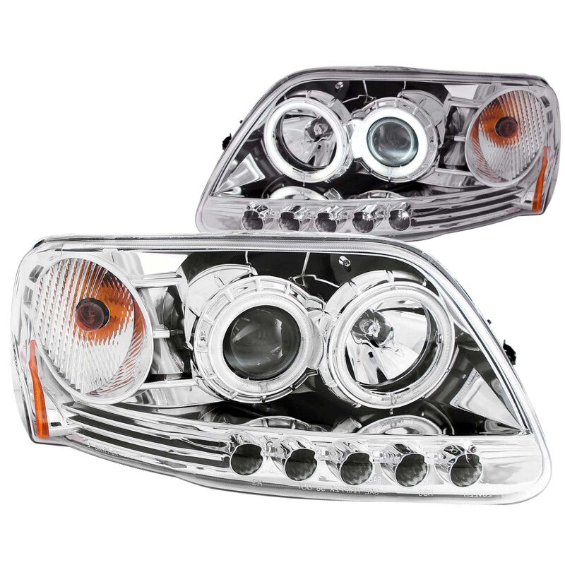 Anzo 1997.5-2003 Ford F-150 Projector Headlights w/ Halo Chrome 1pc 111054 Photo - Primary