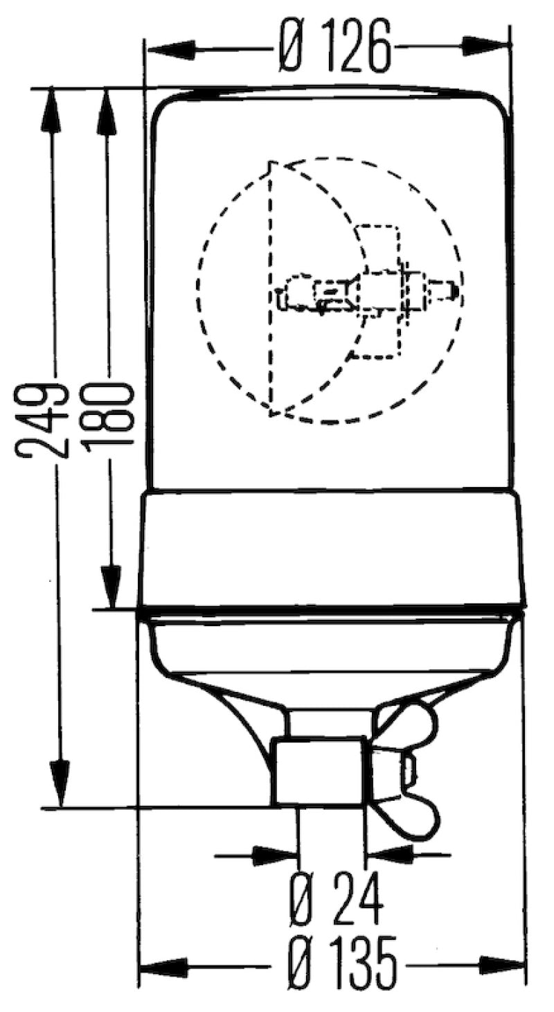 Hella Rotating Beacon H12V Yellow Mgs24 2Rl 004957111 004957111 Technical Drawing