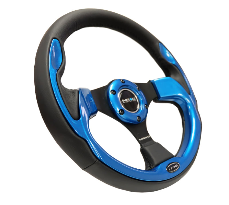 NRG Reinforced Steering Wheel- 320mm Sport Steering Wheel w/ Blue Trim RST-001BL Photo - Primary