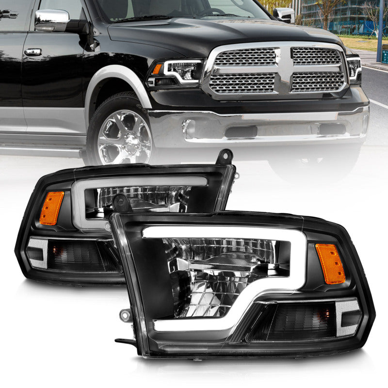 ANZO 2009-2020 Dodge Ram 1500 Full LED Square Projector Headlights w/ Chrome Housing Black Amber 111539 111539 Photo - Primary