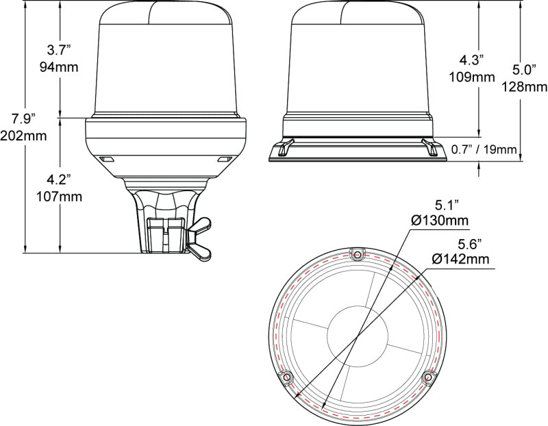 Hella StrobeType Beacon 2Rl H27112001 H27112001 Technical Drawing