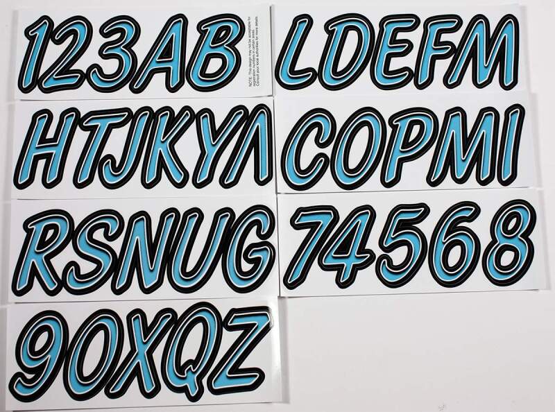 Hardline Boat Lettering Registration Kit 3 in. - 400 Cyan Blue/Black CYBKG400 CYBKG400 Photo - Primary