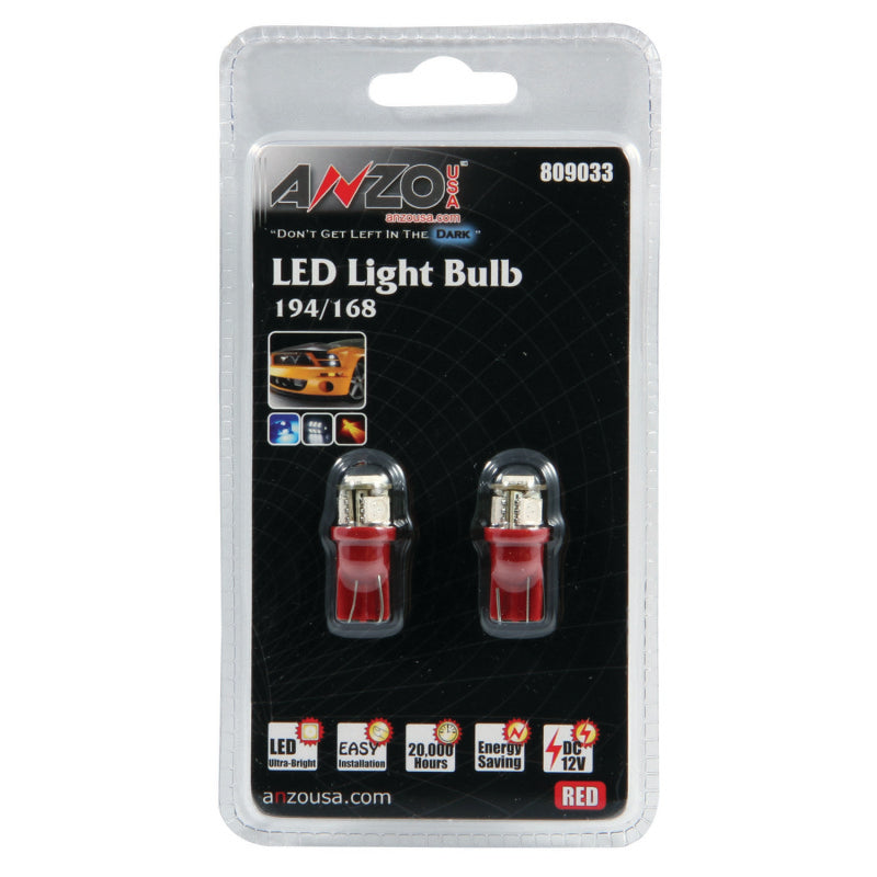 ANZO LED Bulbs Universal 194/168 Red - 4 LEDs 809033 809033 Photo - Primary
