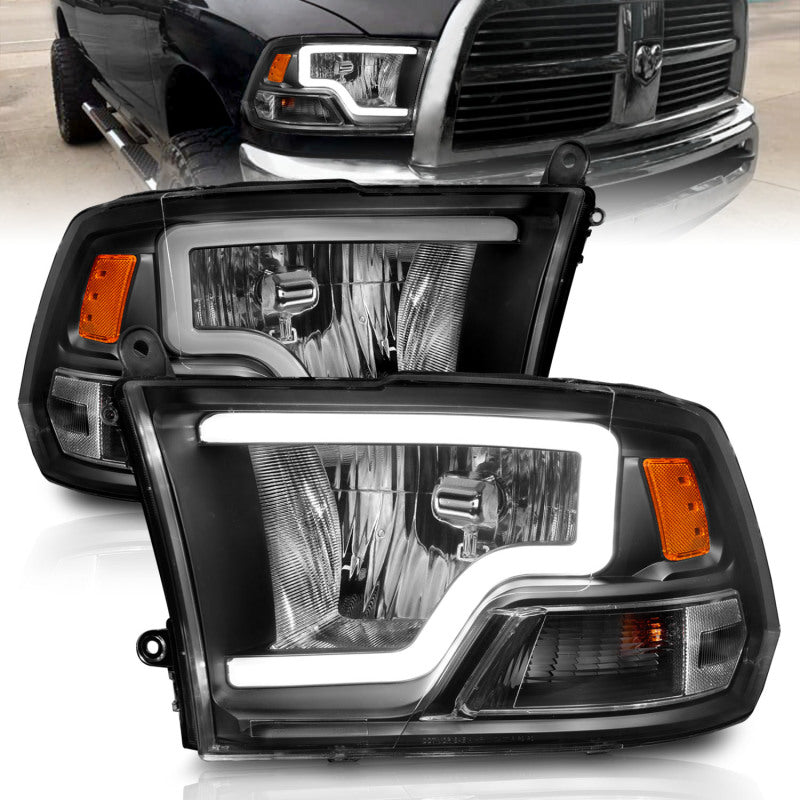 ANZO 2009-2018 Dodge Ram 1500 Crystal Headlights w/ Light Bar Black Housing 111515 111515 Photo - Primary