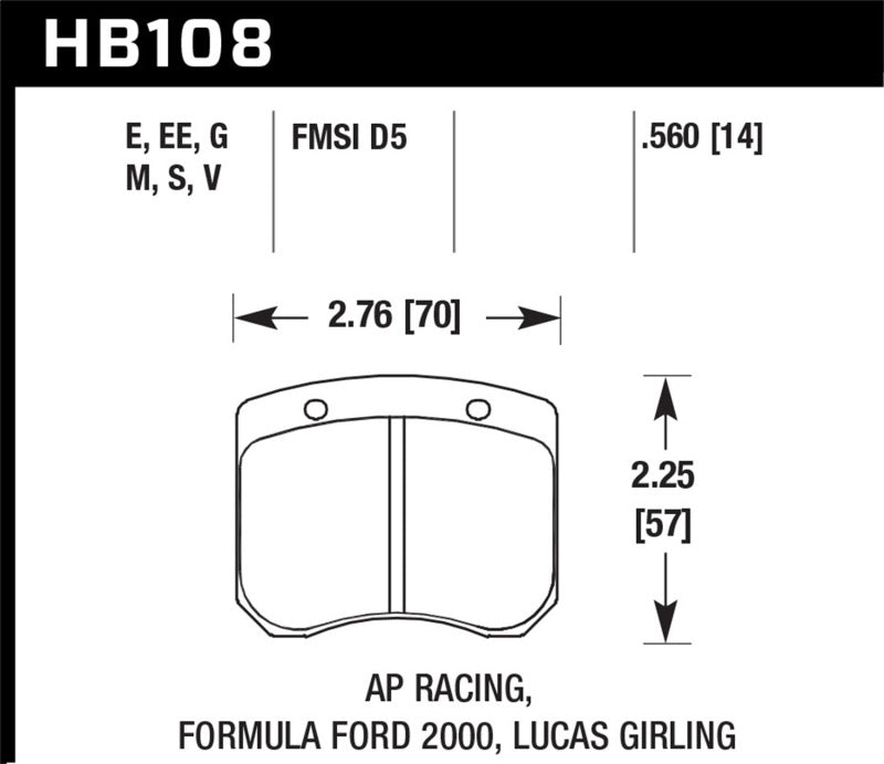 Hawk Disc Brake Pad HB108E.560 Photo - Primary