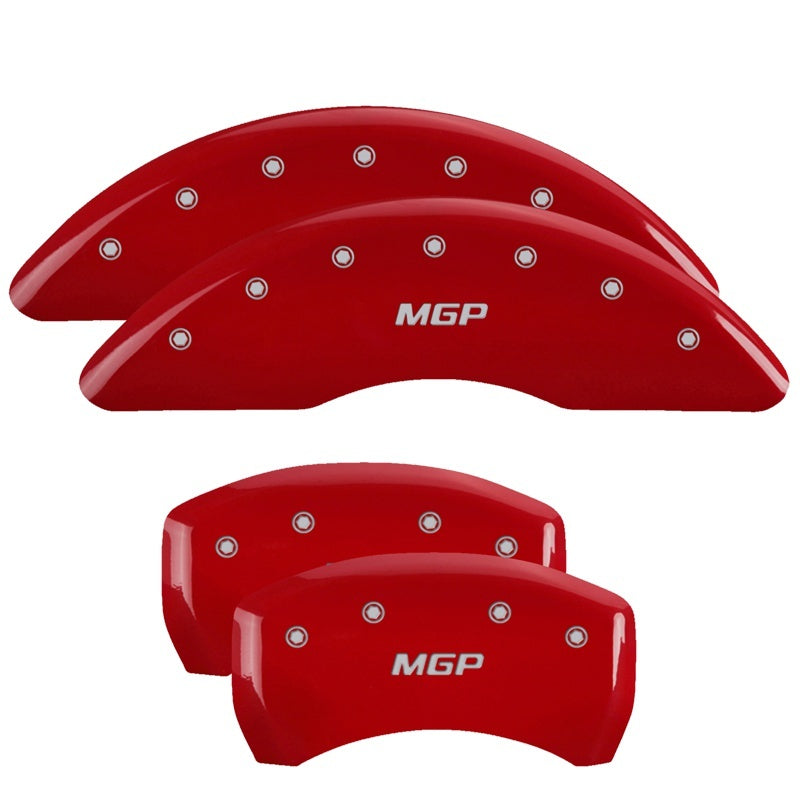 MGP 4 Caliper Covers Engraved Front & Rear Red Finish Silver 10200SMGPRD Photo - Primary