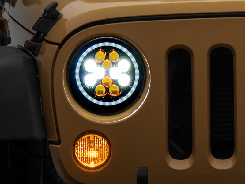 Raxiom 07-18 Jeep Wrangler JK Axial Spider LED Headlights w/Angel Eye Halo- Blk Housing (Clear Lens) J152602 J152602 Photo - Primary