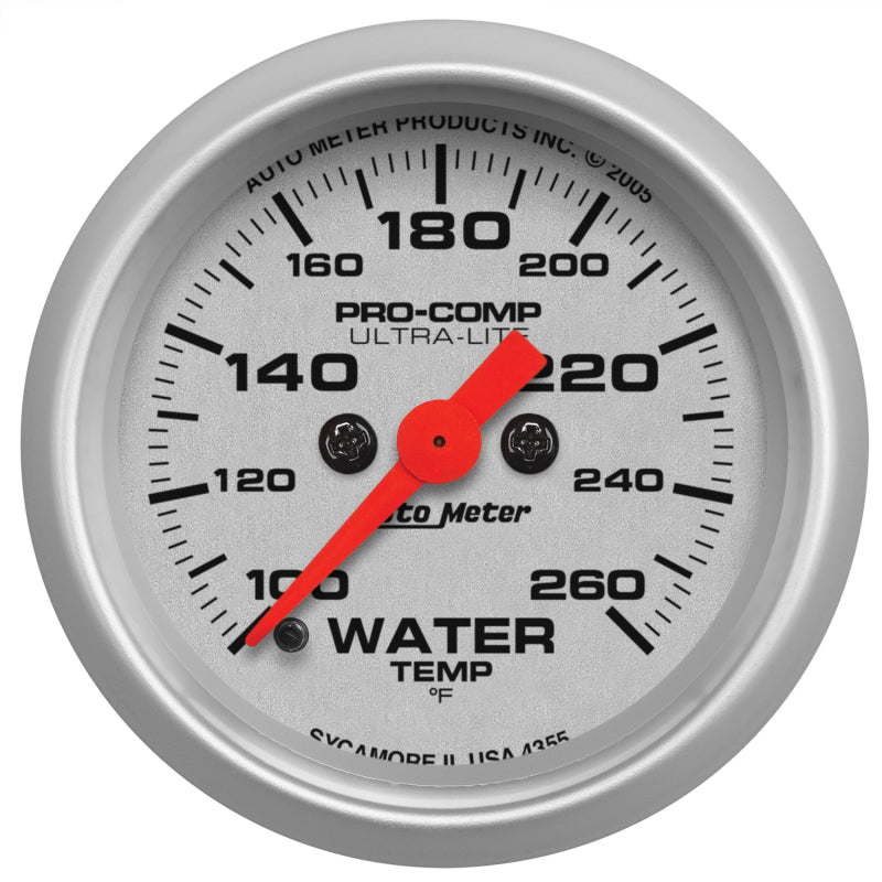 AutoMeter Ultra-Lite 52mm 100-260 degree F Full Sweep Electronic Water Temperature Gauge 4355 4355 Photo - Primary