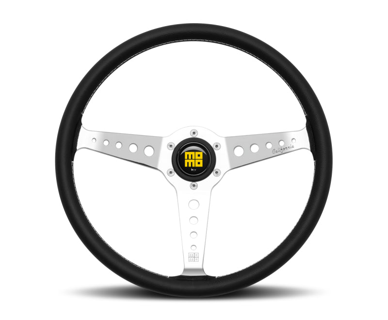MOMO California Steering Wheel 360 mm - Black Leather/White Stitch/Pol Spokes CAL36BK2S CAL36BK2S User 1