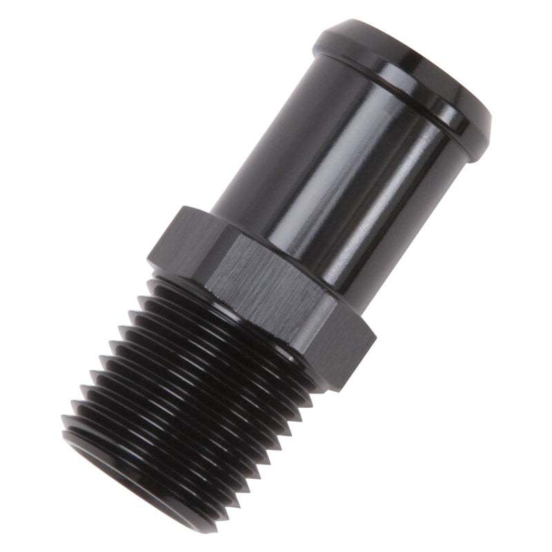 Edelbrock Hose End, Straight, 1/2" NPT TO 3/4" Barb, Black Anodize 8183 Photo - out of package