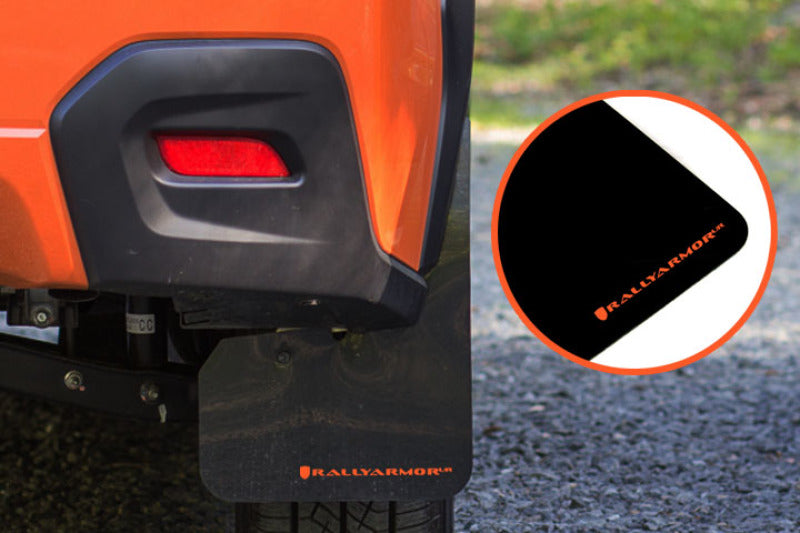 Rally Armor 13+ Subaru XV Crosstrek Black Mud Flap w/ Orange Logo MF26-UR-BLK/OR User 1