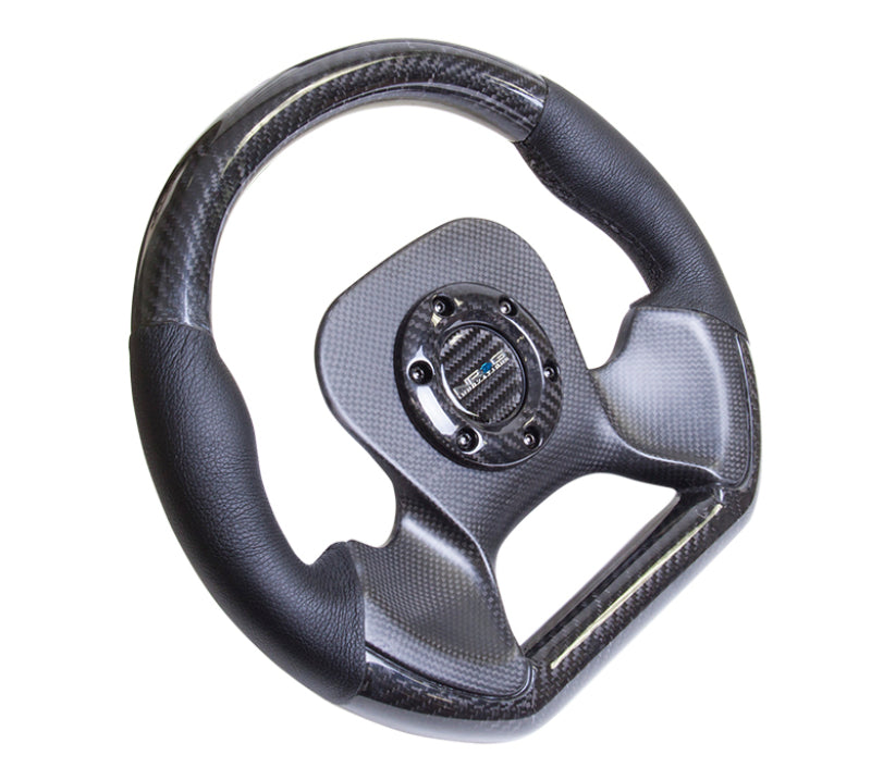 NRG Carbon Fiber Steering Wheel (320mm) CF Center Plate & Two-Tone Carbon w/Leather Trim Handles ST-X10CF ST-X10CF Photo - Primary