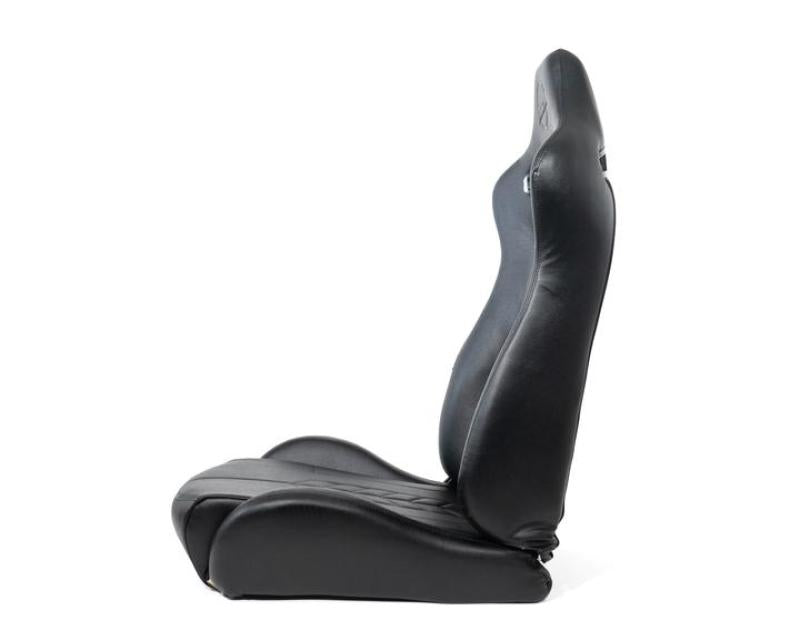 NRG "The Arrow" Sports Vinyl Seat Black w/ Black Stitch plus Pressed RSC-810BK L/R User 1
