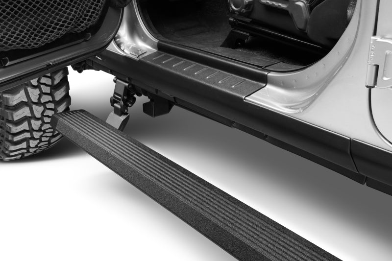 Go Rhino 18-23 Jeep Wrangler 4dr E-BOARD E1 Electric Running Board Kit - Bedliner Coating 20450674T 20450674T Photo - Mounted