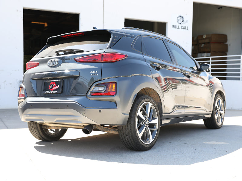 aFe Takeda 2.5in 304 SS Axle-Back Exhaust w/o Muffler w/BlackTips 18-22 Hyundai Kona L4-1.6L (t) AWD 49-37017NM-B 49-37017NM-B Photo - Mounted