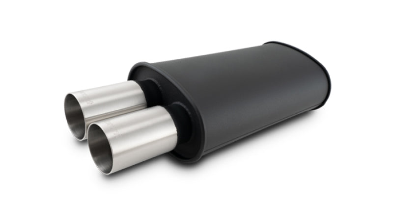 Vibrant Streetpower Flat Blk Muffler 9x5x15in Body 2.5in Inlet ID 3in Tip OD w/Dual Straight Tips 12320 12320 Photo - Primary