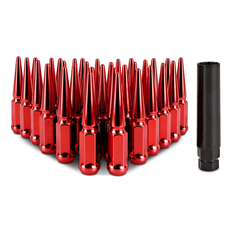 Mishimoto Mishimoto Steel Spiked Lug Nuts M14 x 1.5 32pc Set Red MMLG-SP1415-32RD MMLG-SP1415-32RD Photo - Primary