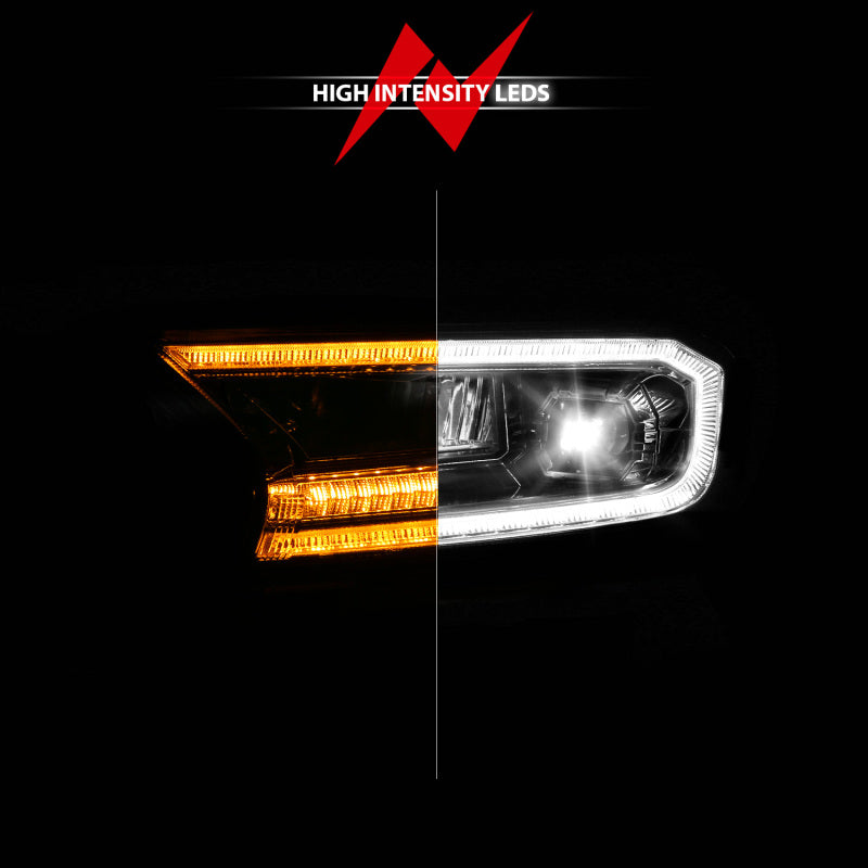 ANZO 19-23 Ford Ranger (Factory Halogen Models) Full LED Proj Headlights DRL/SeqSig Chrome - Pair 111633A 111633A User 1