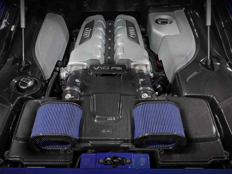 aFe 15-21 Lamborghini Huracan V10-5.2L Track Series Intake System w/ Pro 5R Filter 57-10012R 57-10012R Photo - Mounted