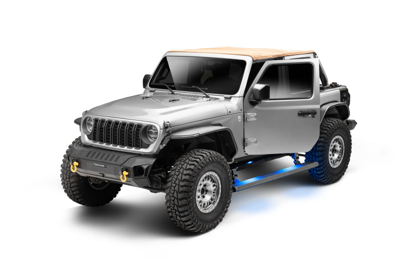 Go Rhino 18-23 Jeep Wrangler 4dr E-BOARD E1 Electric Running Board Kit - Bedliner Coating 20450674T 20450674T Photo - Mounted