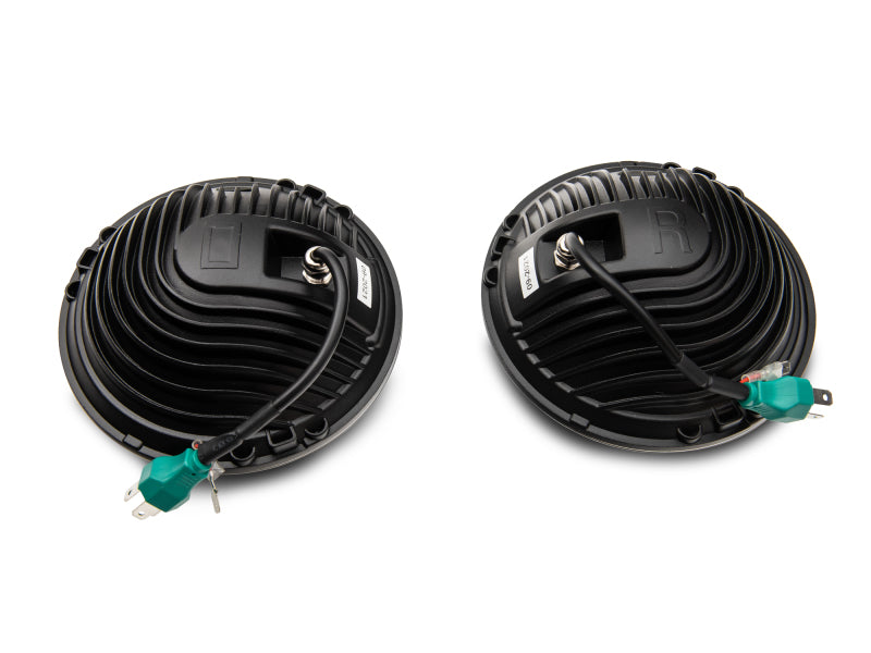 Raxiom 97-18 Jeep Wrangler TJ/JK 7-Inch LED Headlights w/ Halos- Black Housing (Clear Lens) J155018 J155018 Photo - Close Up