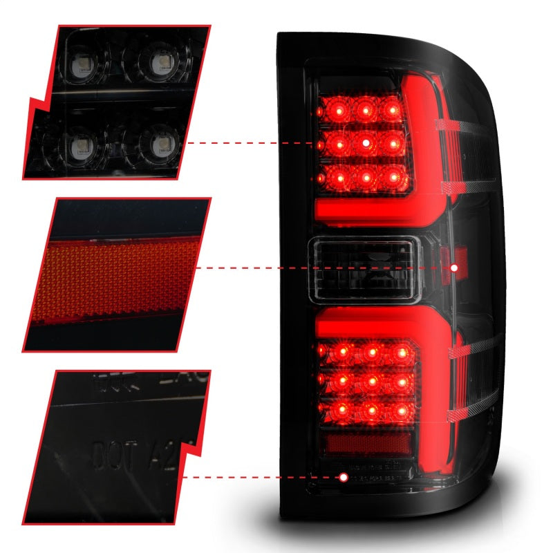 ANZO 15-19 Chevrolet Silverado 2500 HD/3500 HD LED Taillight w/ Sequential Black Housing/Smoke Lens 311451 311451 Photo - Unmounted