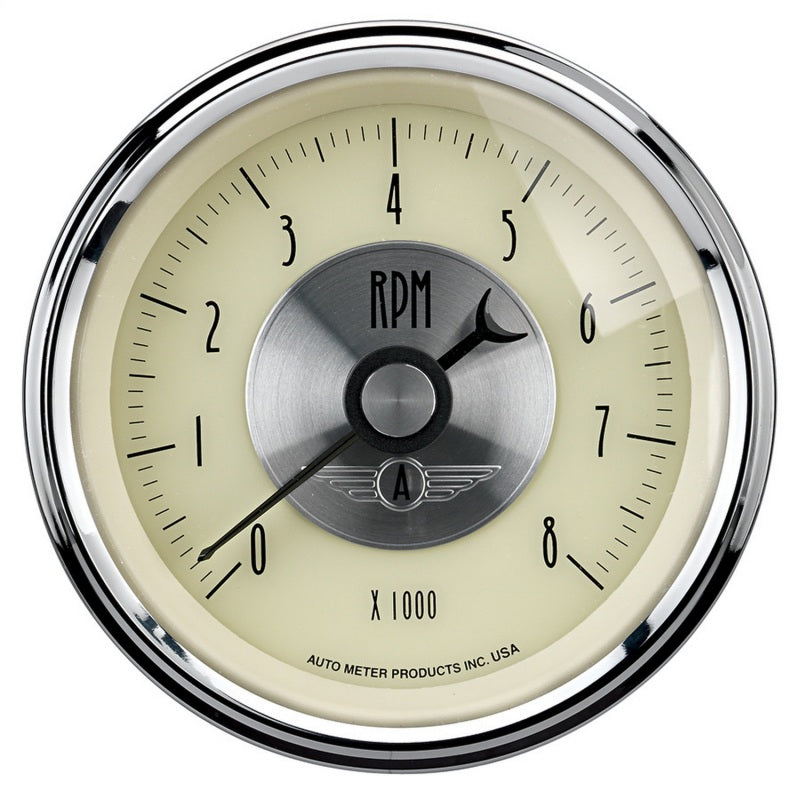 AutoMeter Gauge Tachometer 3-3/8in. 8K RPM In-Dash Prestige Antq. Ivory 2097 2097 Photo - Primary