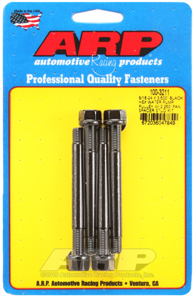 ARP 5/16-24 X 3.500 Black Hex Water Pump Pulley W/ 2.250" Fan Spacer Stud 100-3211 User 1