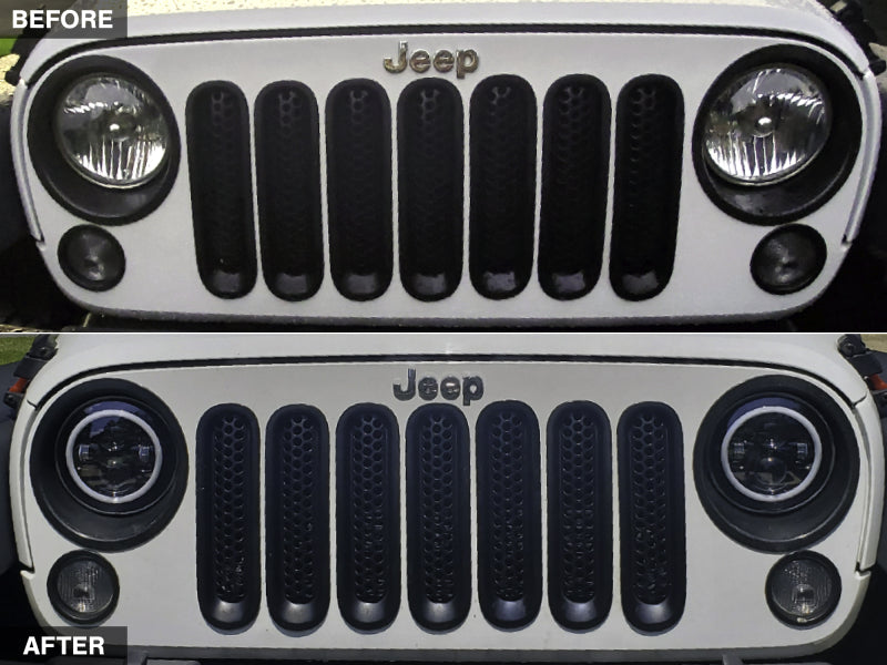 Raxiom 07-18 Jeep Wrangler JK LED Halo Headlights- Chrome Housing (Clear Lens) J121871 J121871 Photo - Close Up
