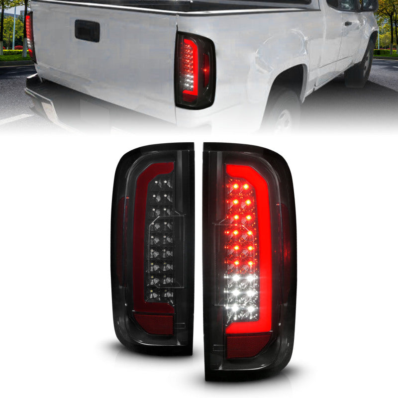 ANZO 15-21 GMC Canyon Full LED Tail Lights w/ Red Lightbar Black Housing Smoke Lens 311435 311435 Photo - Primary