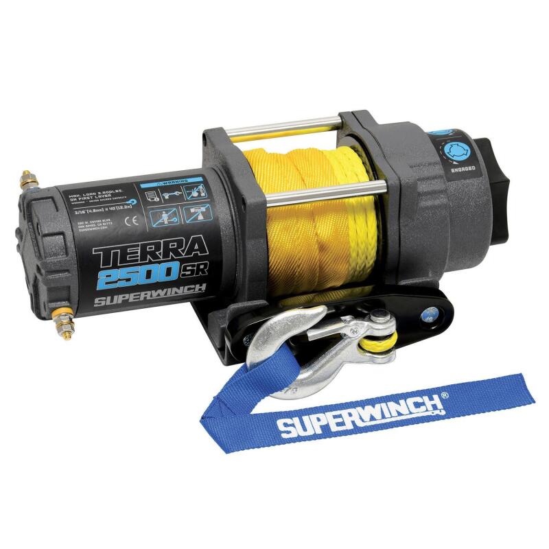 Superwinch 2500 LBS 12V DC 3/16in x 40ft Synthetic Rope Terra 2500SR Winch - Gray Wrinkle 1125270 1125270 Photo - out of package