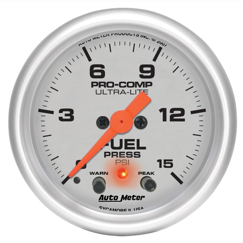 Autometer Gauge, Fuel Press, 2 1/16", 15 Psi, Stepper Motor w/Peak & Warn 4367 Photo - Primary